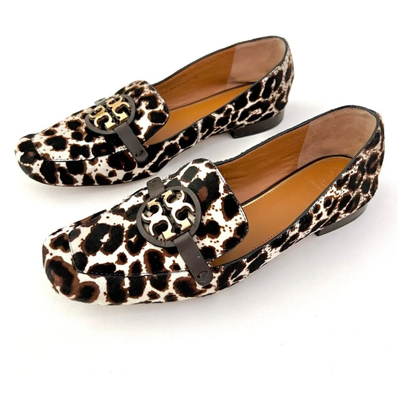 TORY BURCH | | Metal Miller Leopard Loafer 15mm Printed Baby HairCalf Cream 7.5 - Picture 1 of 15